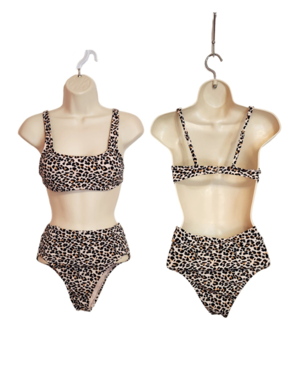 Xhilaration Leopard Print 2-Piece Bralette Bikini Swimsuit Set Pink/Black Small